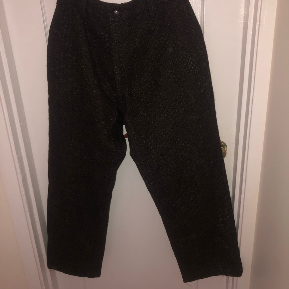 Vintage Pioneer brown tweed hunter pants, button suspenders. 36” waist-preloved
